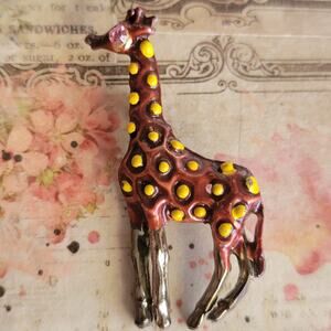 Brooch Women Vintage Giraffe Pin Enamel Figural Animal Retro Lapel Brooch